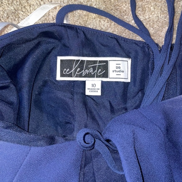 Navy David’s Bridal Bridesmaid Gown - Picture 2 of 9